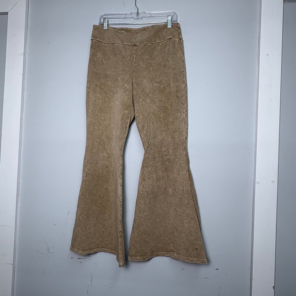 The Rustic Rack Tan Acid Wash Flare Leg Bell Bottom Stretch Pants Womens 2X USA